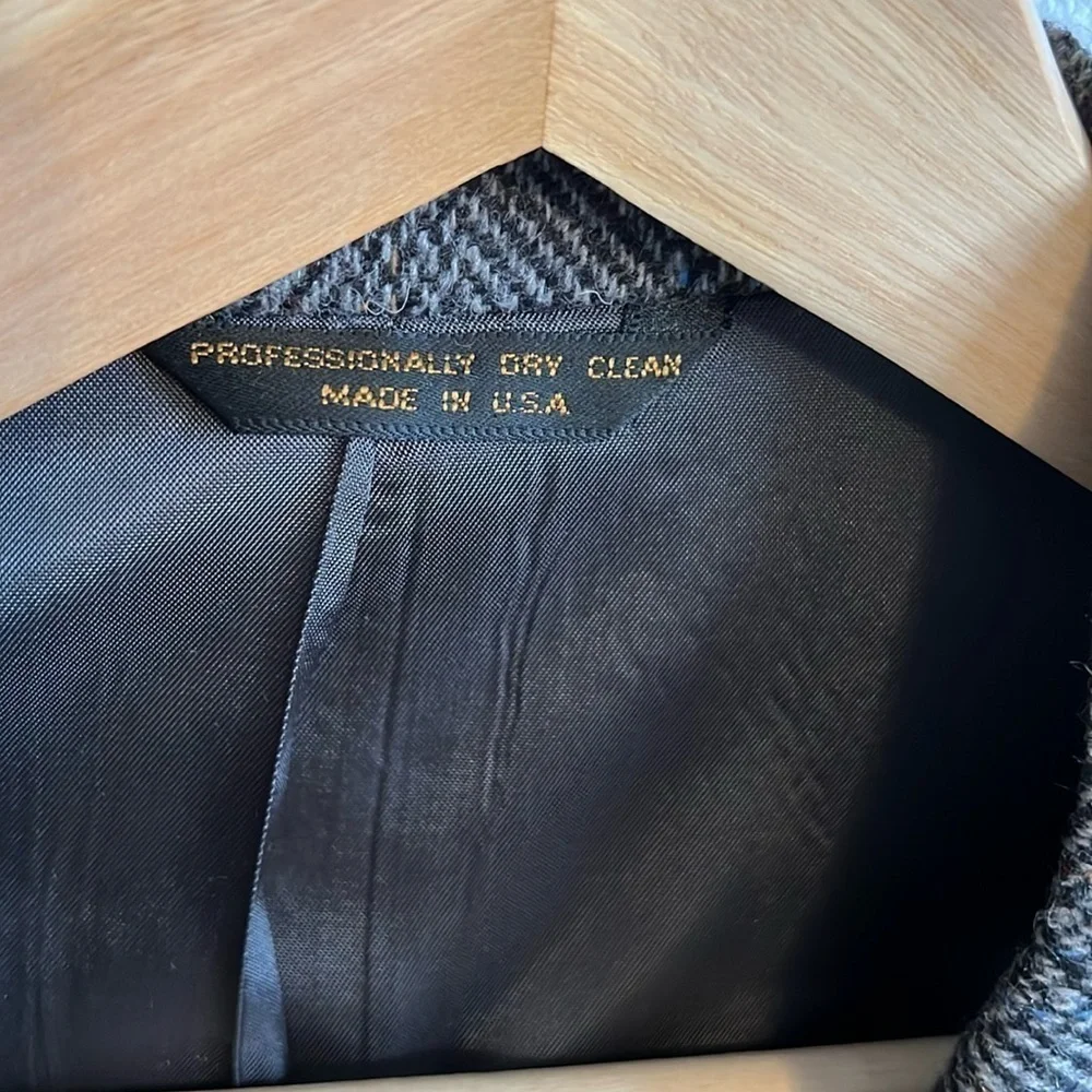 VINTAGE Tweed Jacket M Gray Barleycorn 100% Wool Donegal Blazer Sport Coat 43R - Picture 5 of 13